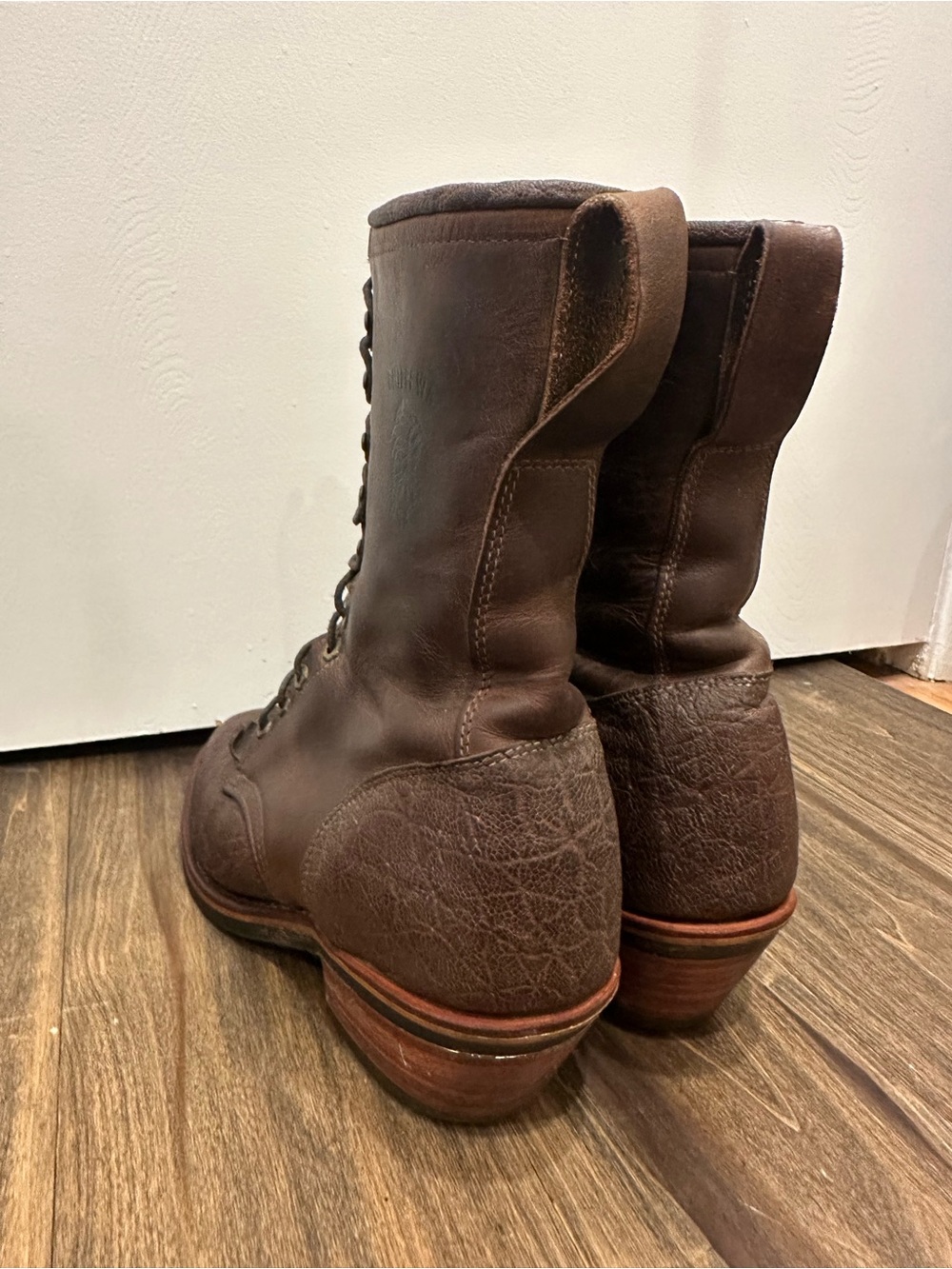 Chippewa Dark Brown Leather Lace-Up Work Boots - Picture 4 of 6